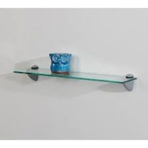 18 in Glass Wall Shelf with Blue Decorative Vase
